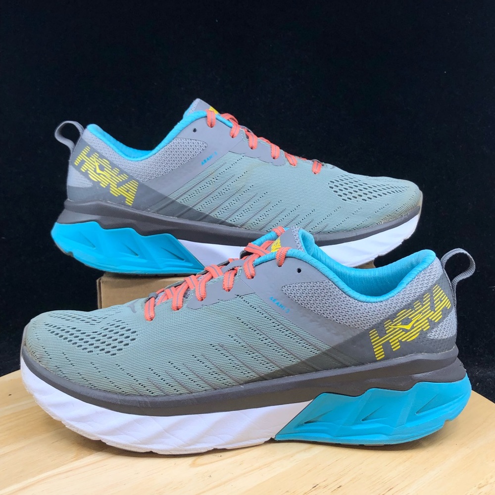 Hoka One One Shoes Womens 10 Arahi 3 Running Sneakers 1104099 Gray Mesh Lace Up